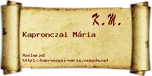 Kapronczai Mária névjegykártya