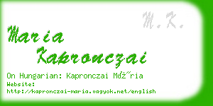 maria kapronczai business card